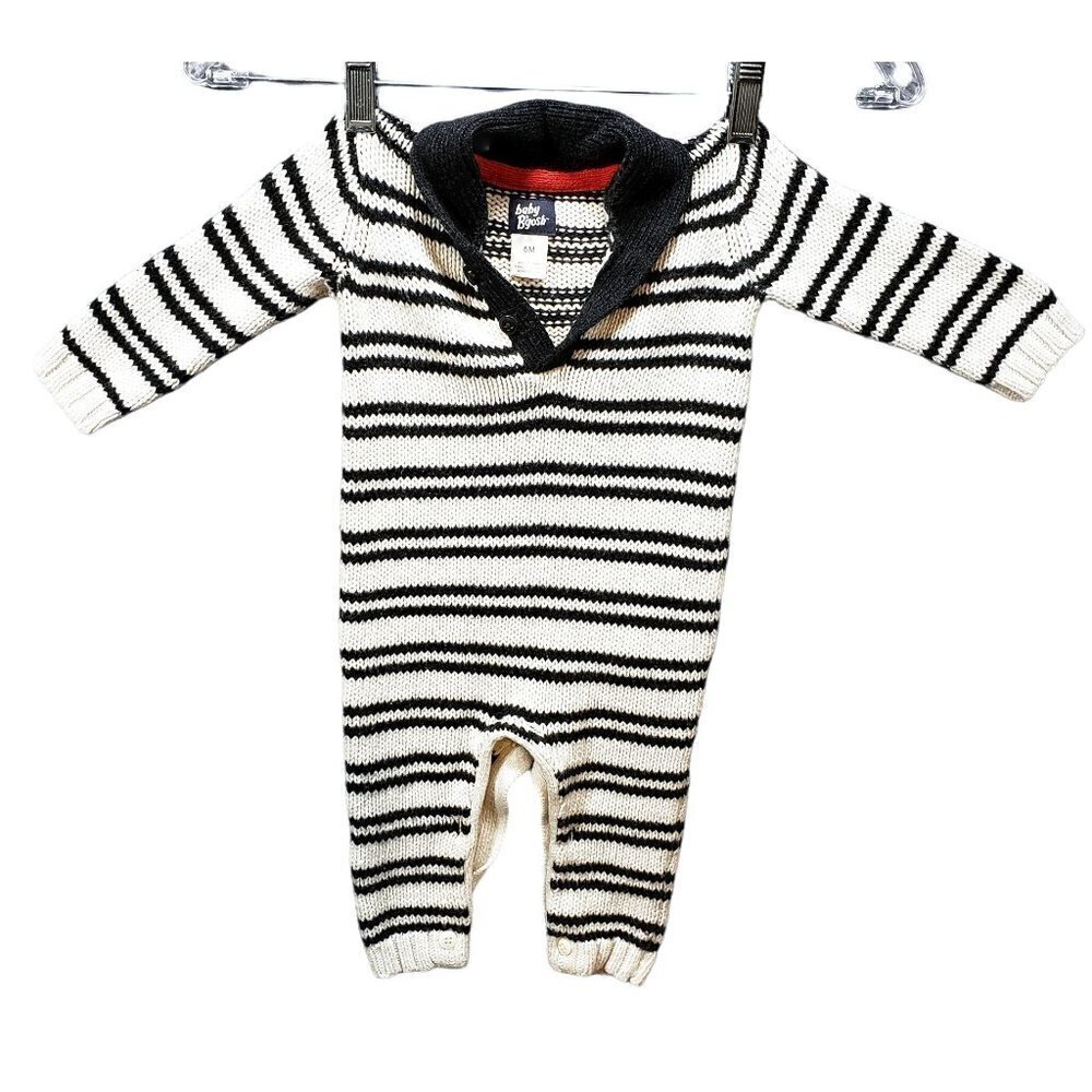 Baby B'gosh L/S Onsie Size 6 Months Knit Crochet Buttons Oshkosh B'gosh Blue EUC